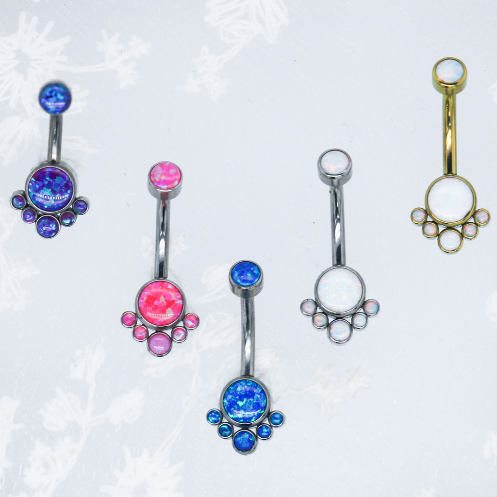 Titanium Intricate Opal Belly Ring