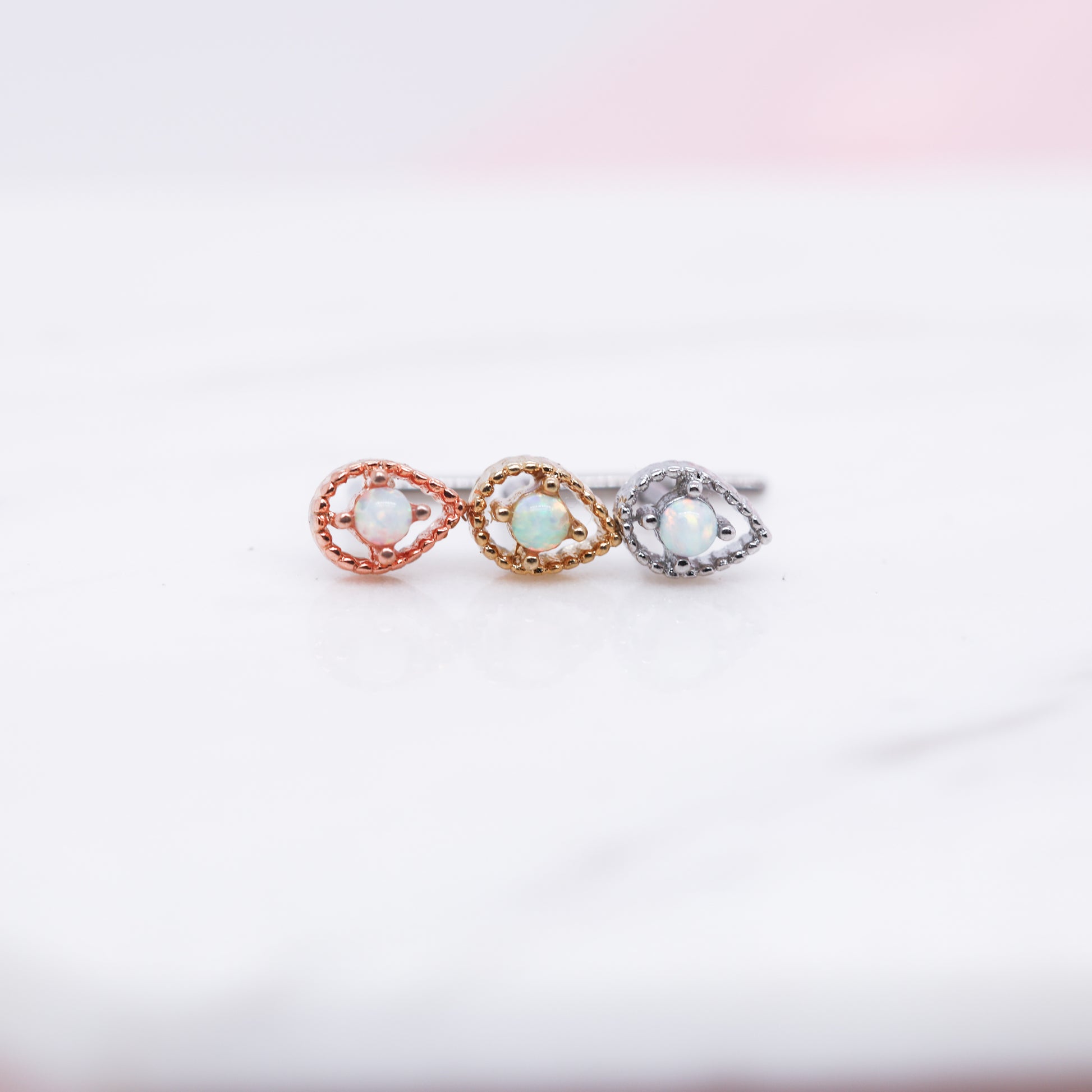 Opal Scalloped Drop Nose Ring