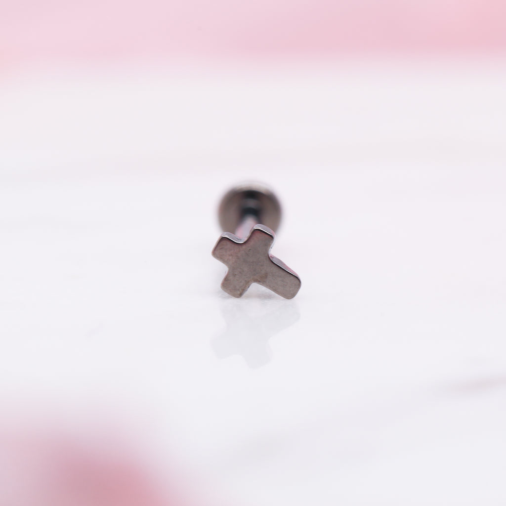 Tiny Titanium Cross Labret