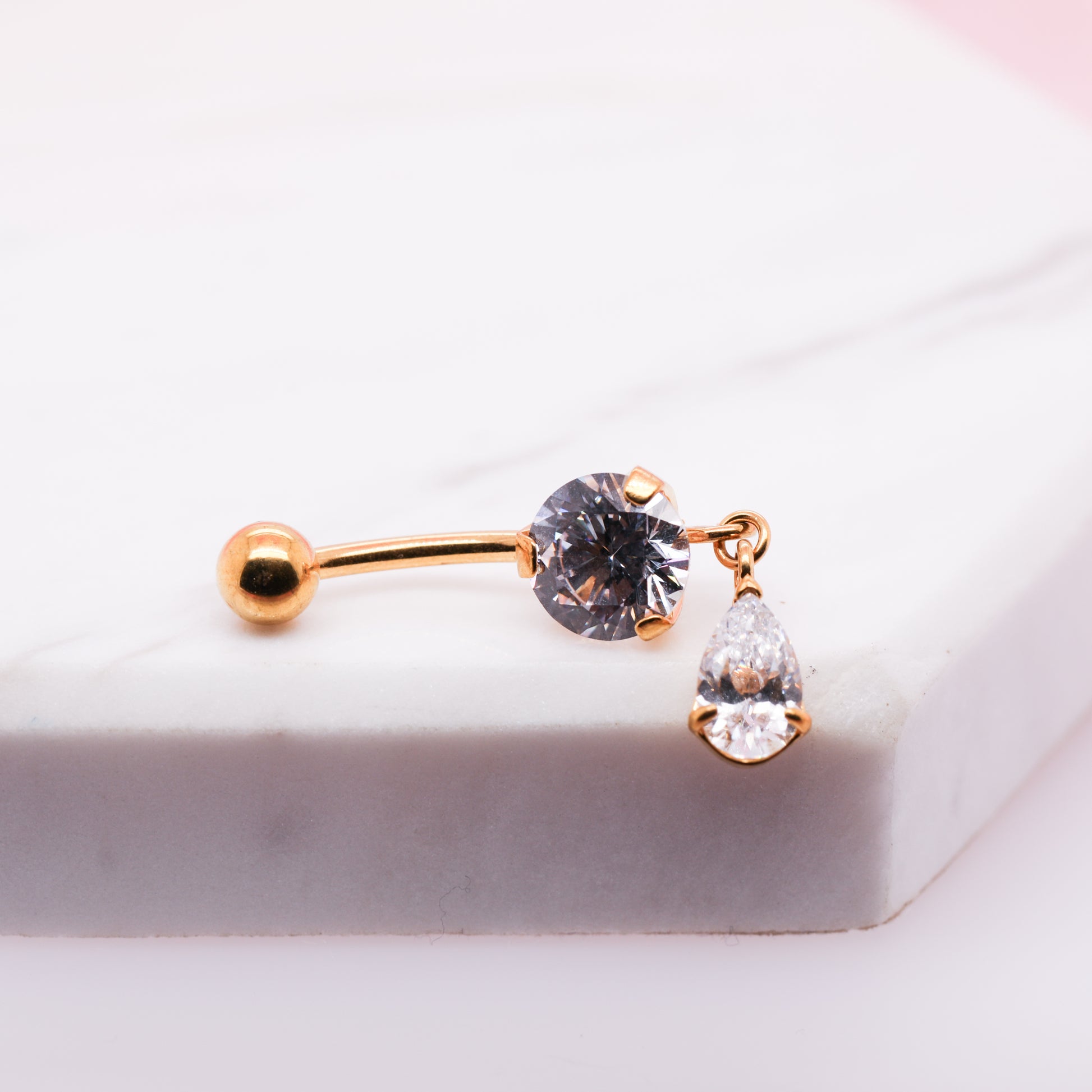 Teardrop Dangling Gem Belly Ring
