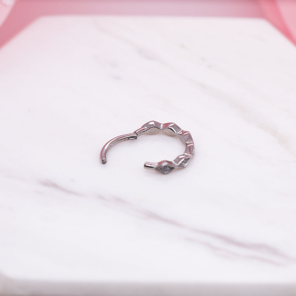 Diamond Gem Hinged Seam Ring