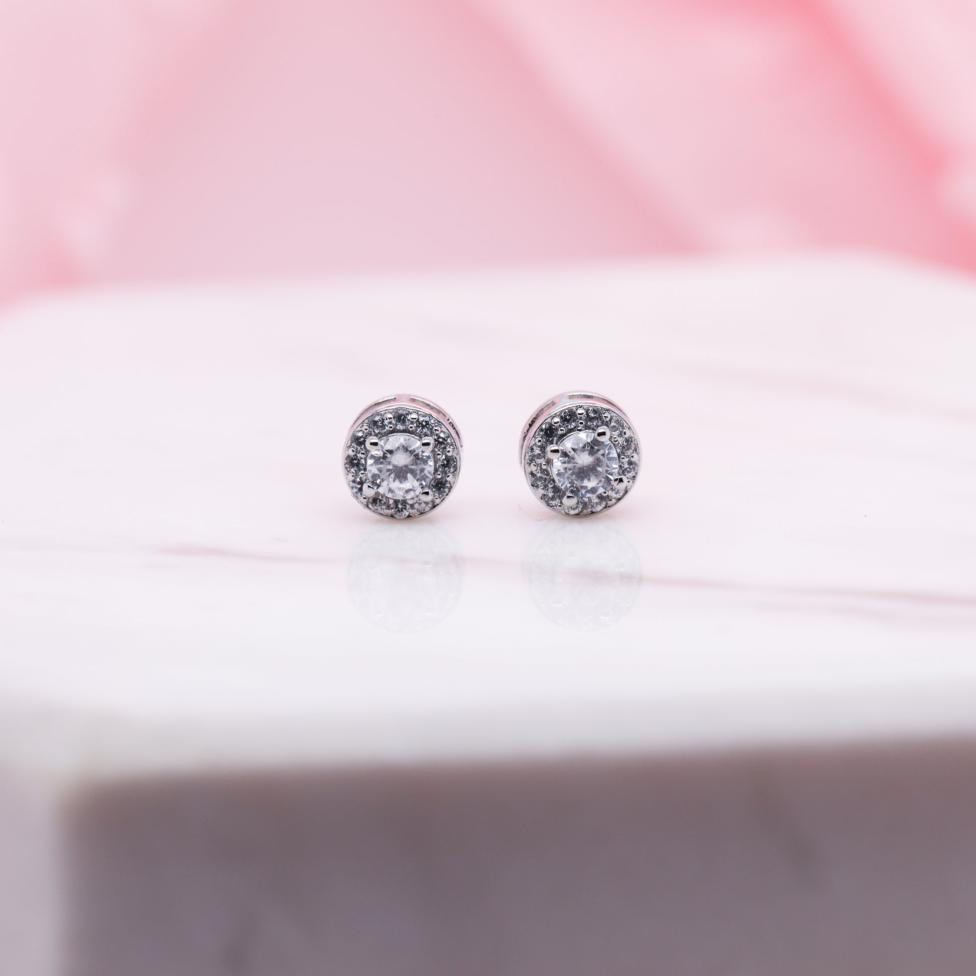Crystal Round Earrings (Pair)