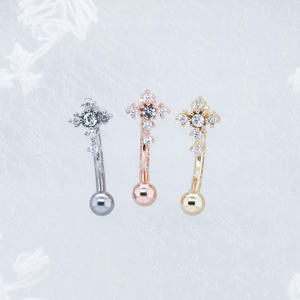 Crystal Cross Curved Barbell