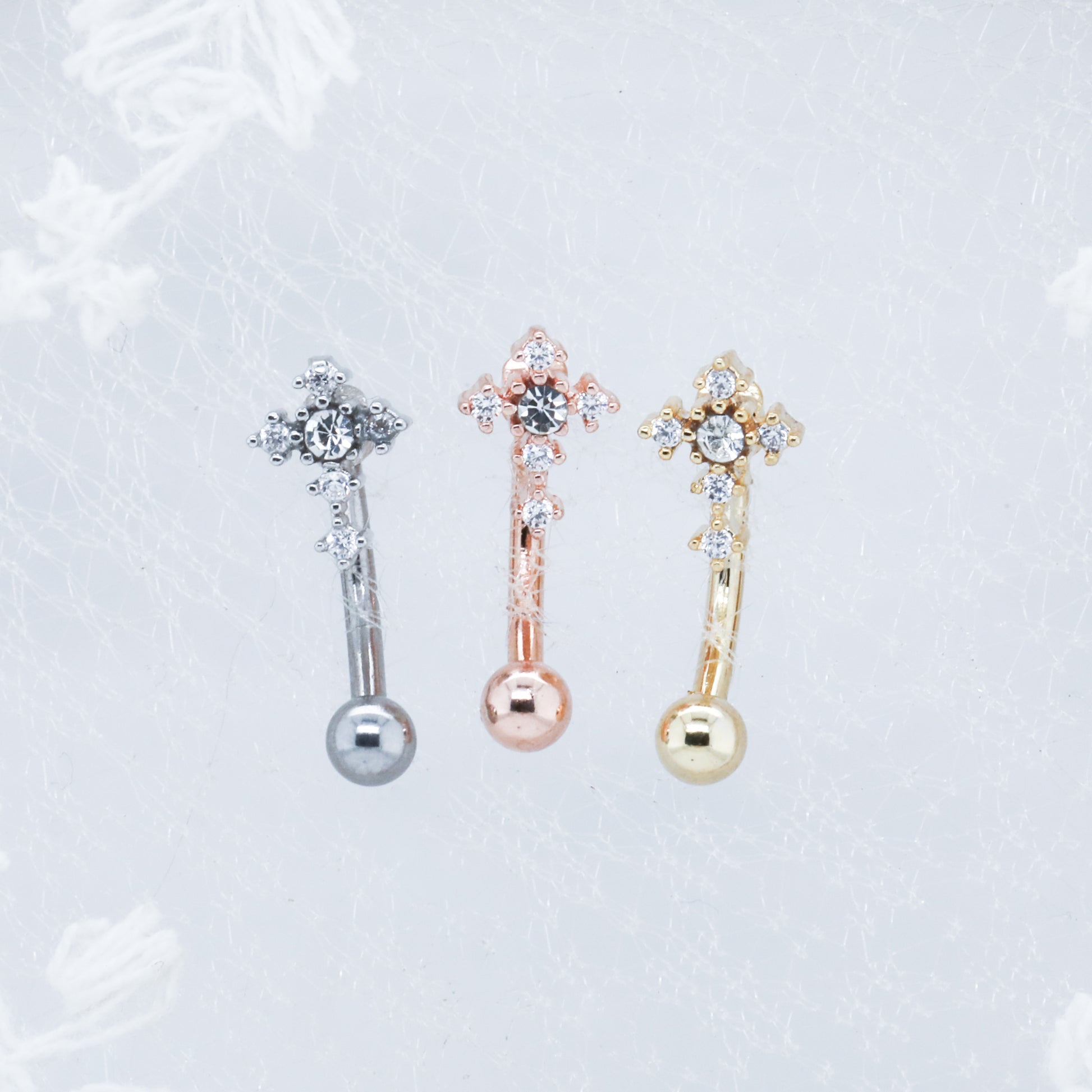 Crystal Cross Curved Barbell