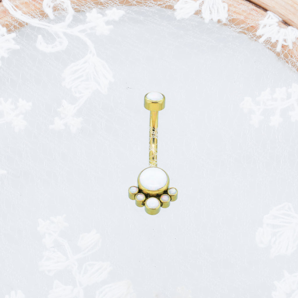 Titanium Intricate Opal Belly Ring