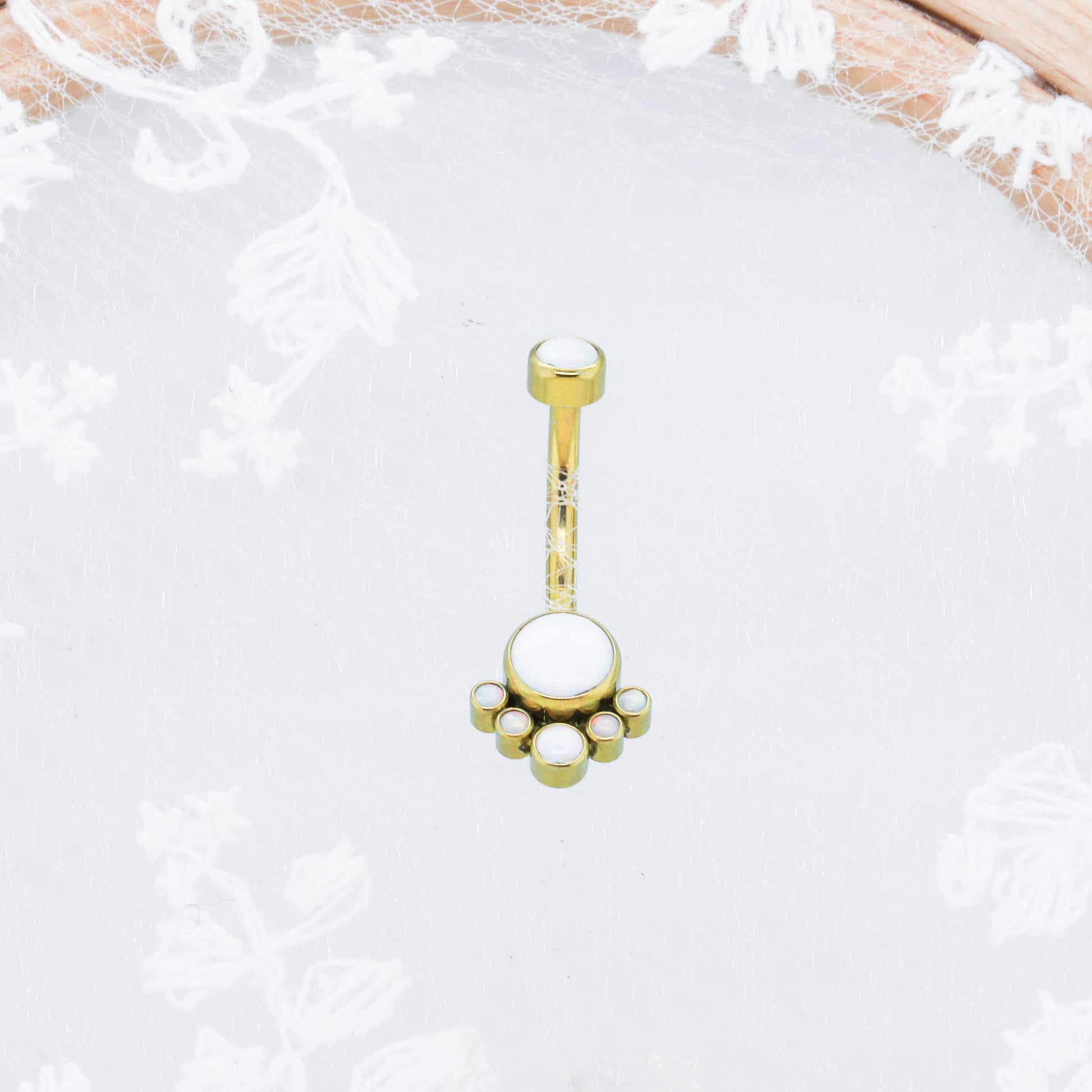 Titanium Intricate Opal Belly Ring