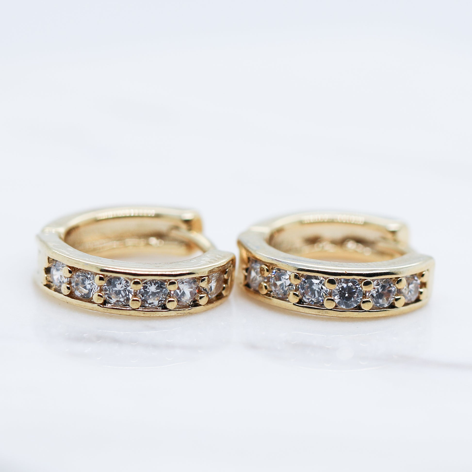 Crystal Paved Huggie Hoop Earrings (Pair)