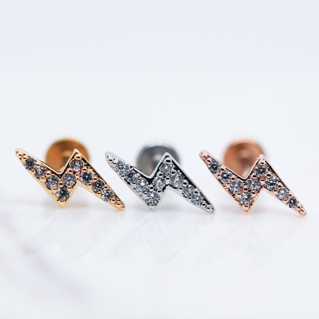 Crystal Lightning Bolt Labret