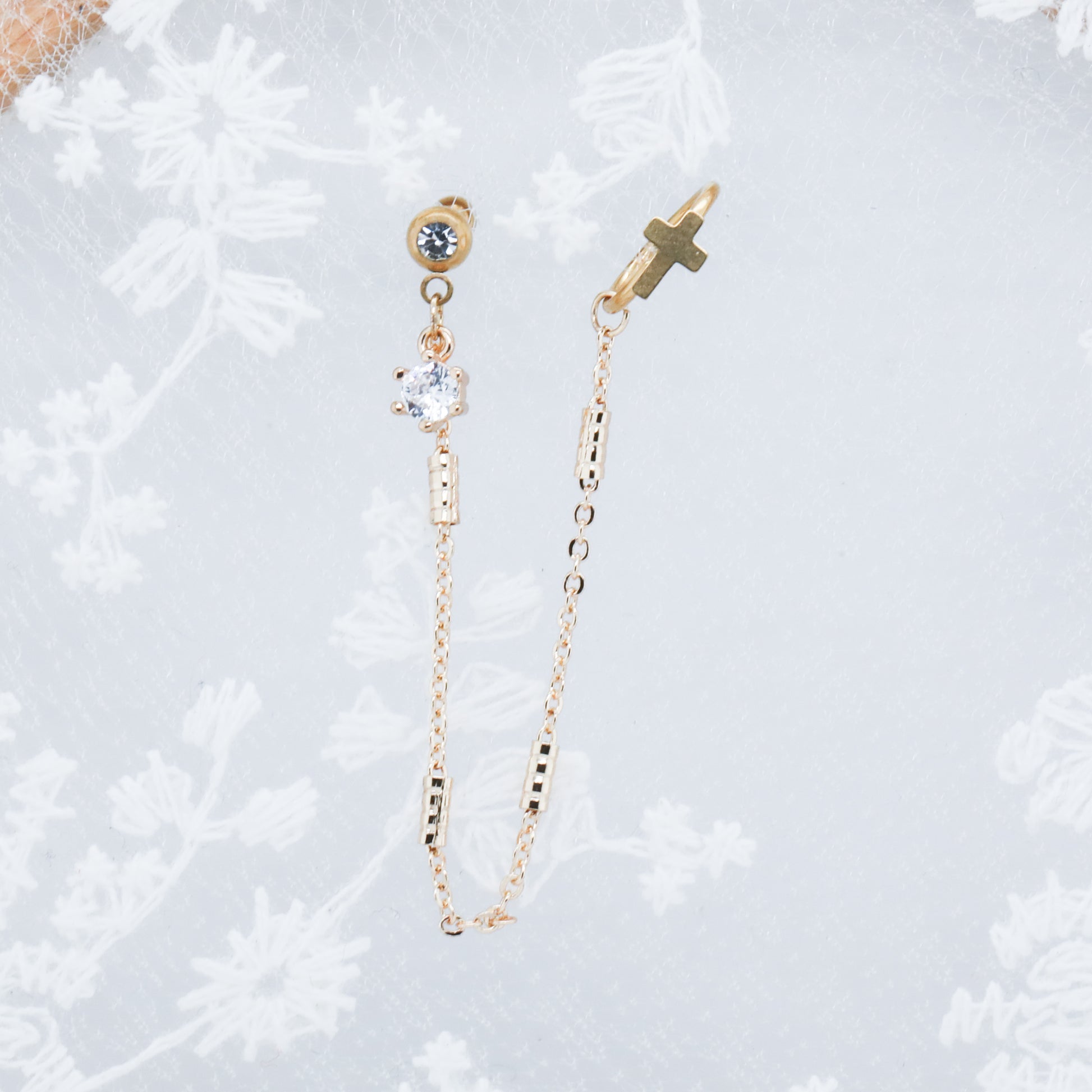 Dangle Gem Barbell with a Cross Hoop