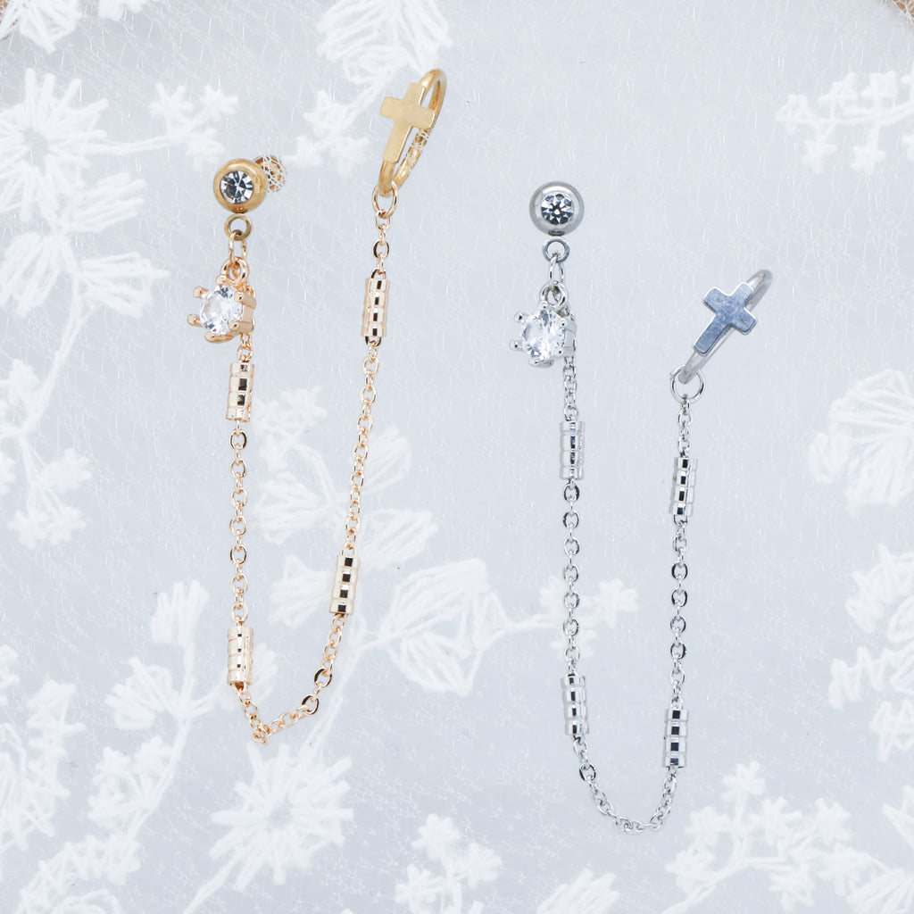 Dangle Gem Barbell with a Cross Hoop