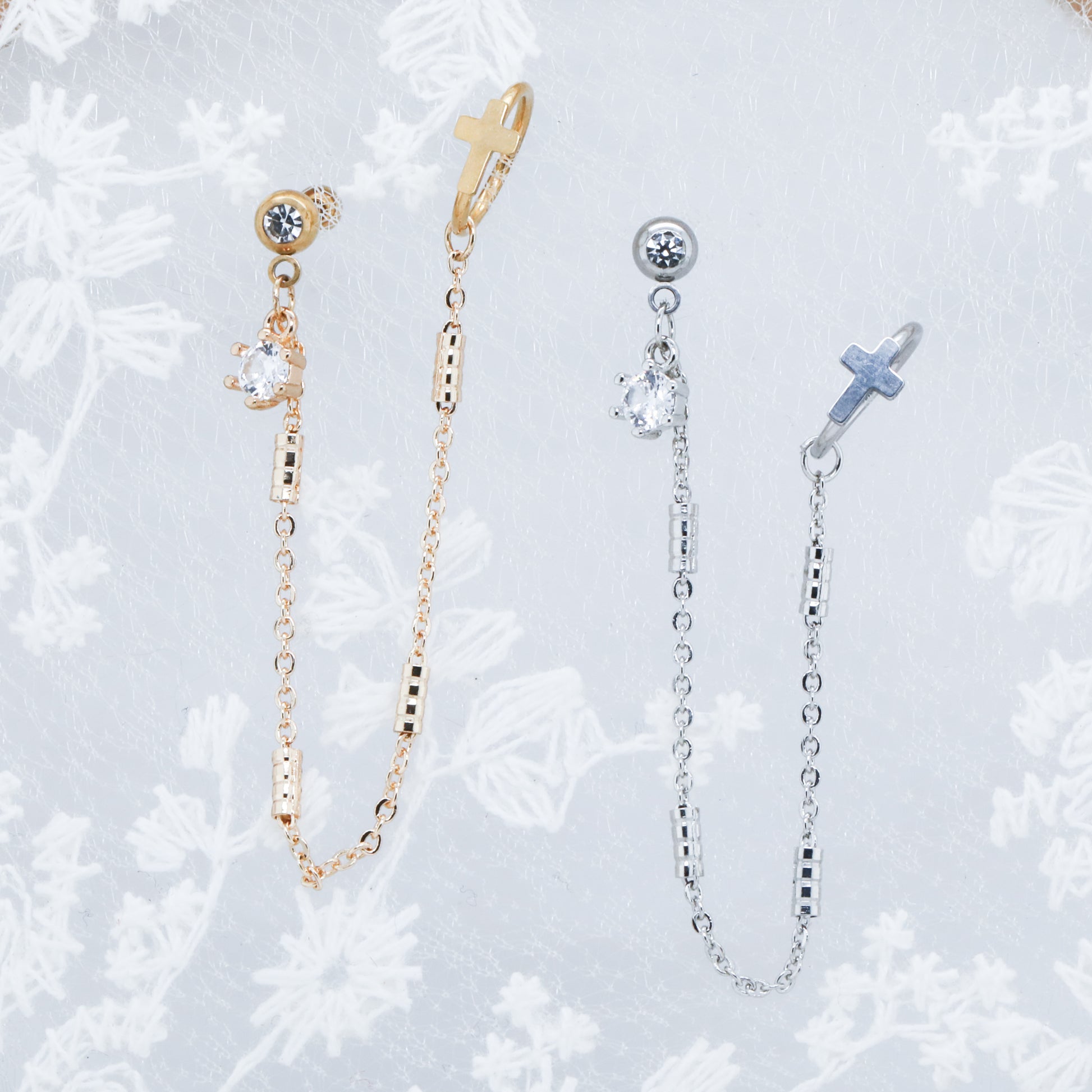 Dangle Gem Barbell with a Cross Hoop