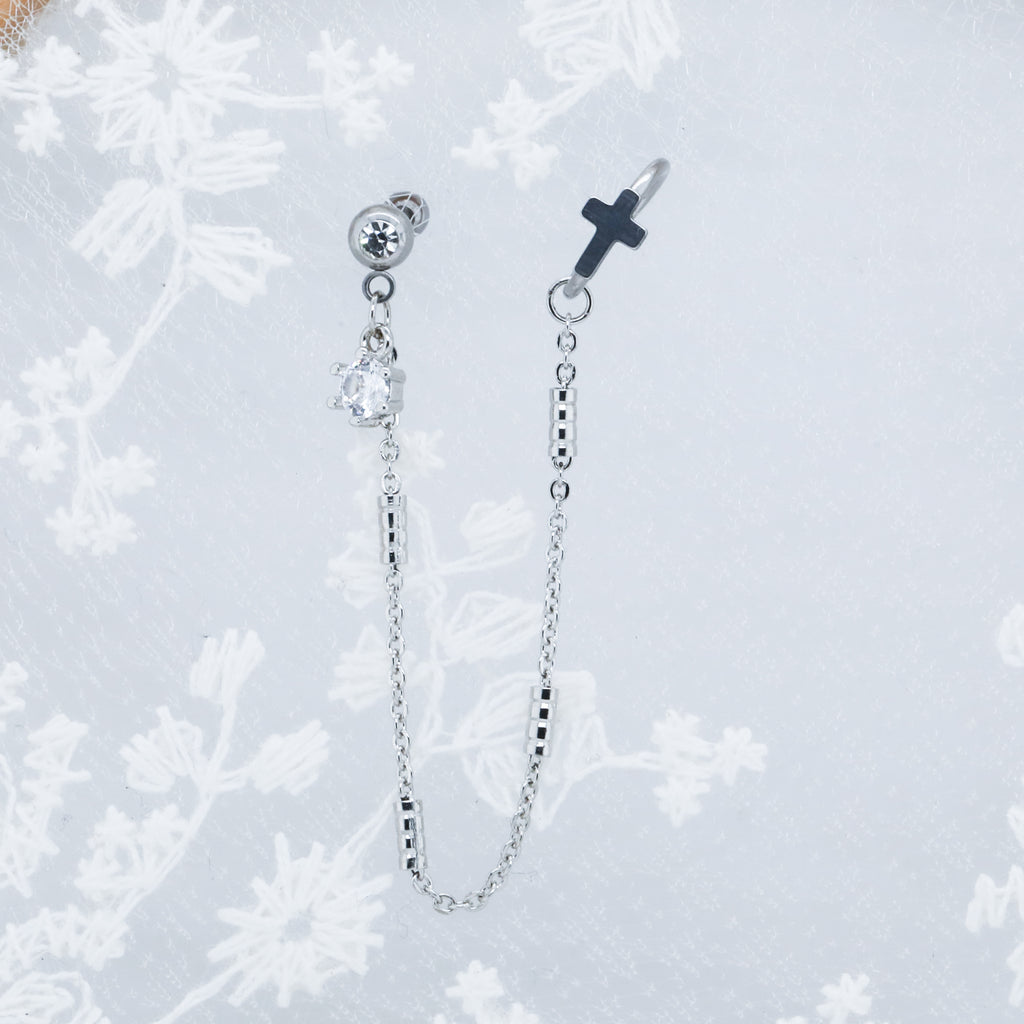 Dangle Gem Barbell with a Cross Hoop