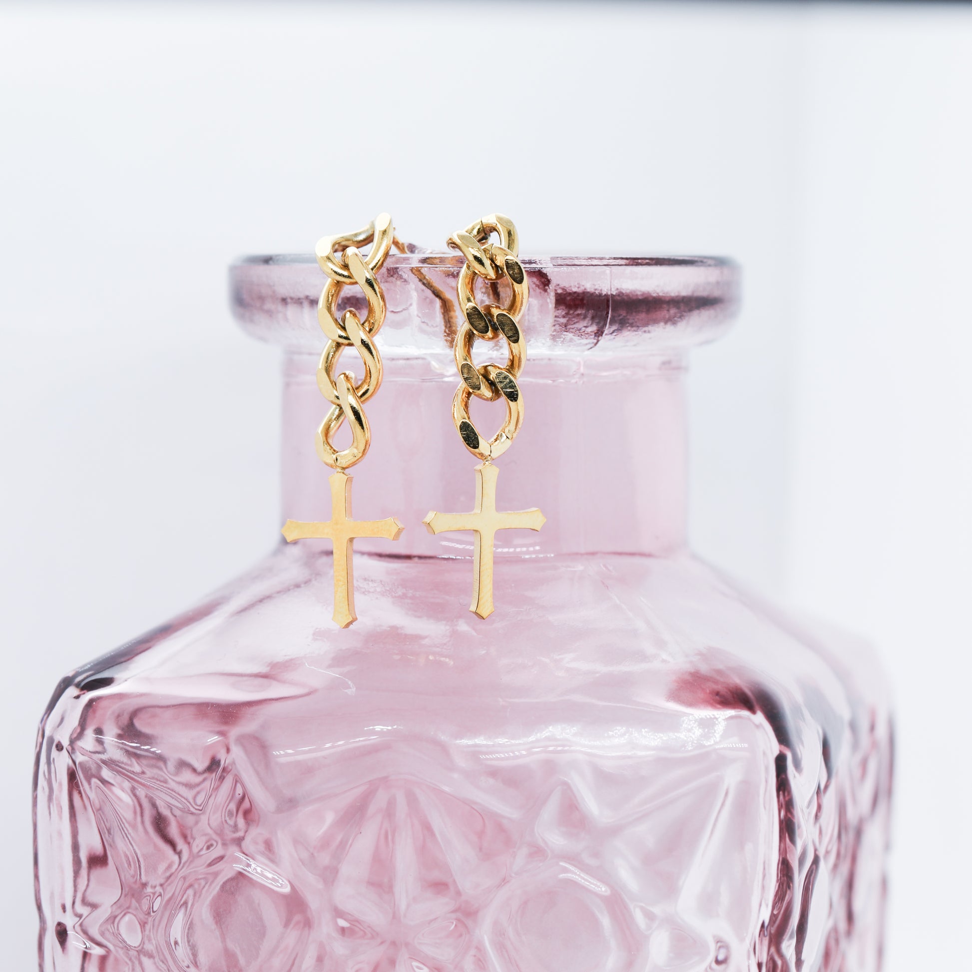 Linked in Faith Cross Earrings (Pair)