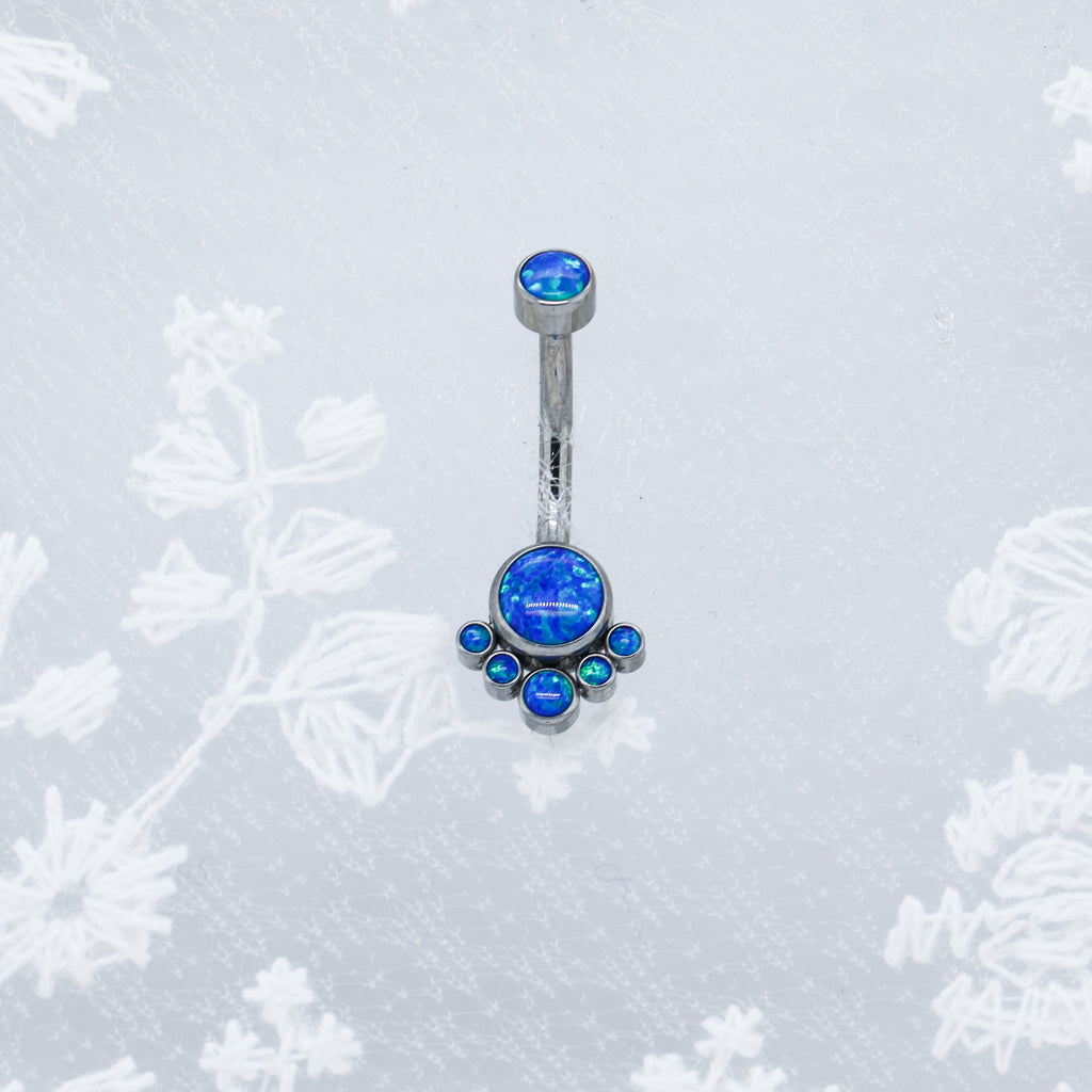 Titanium Intricate Opal Belly Ring