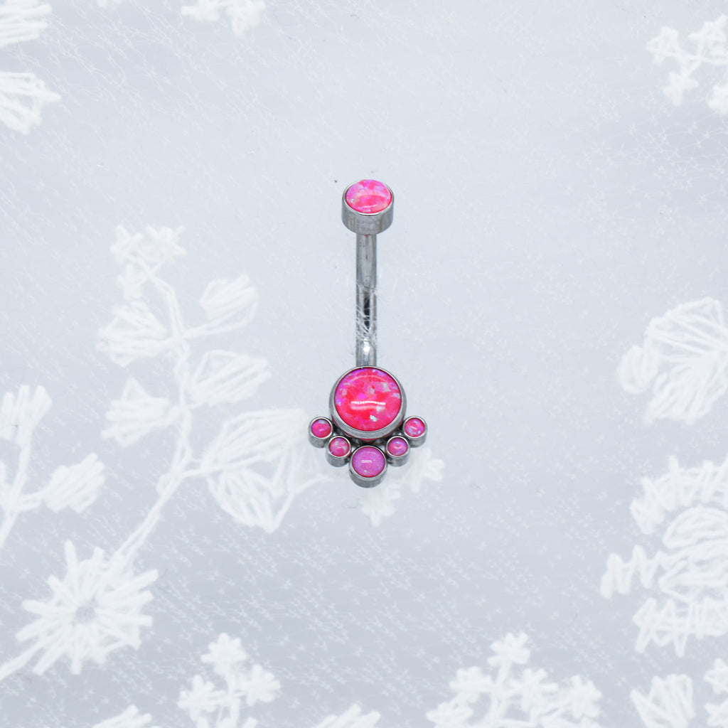 Titanium Intricate Opal Belly Ring