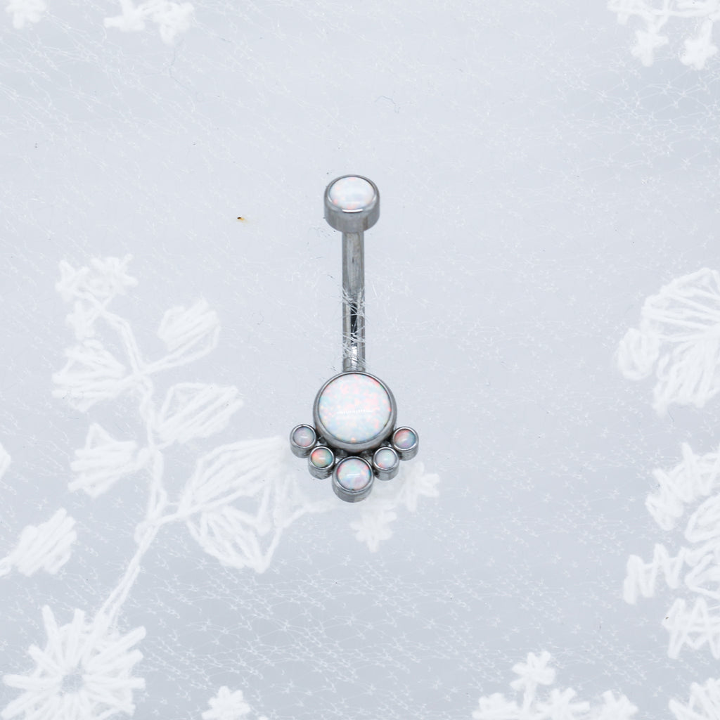Titanium Intricate Opal Belly Ring