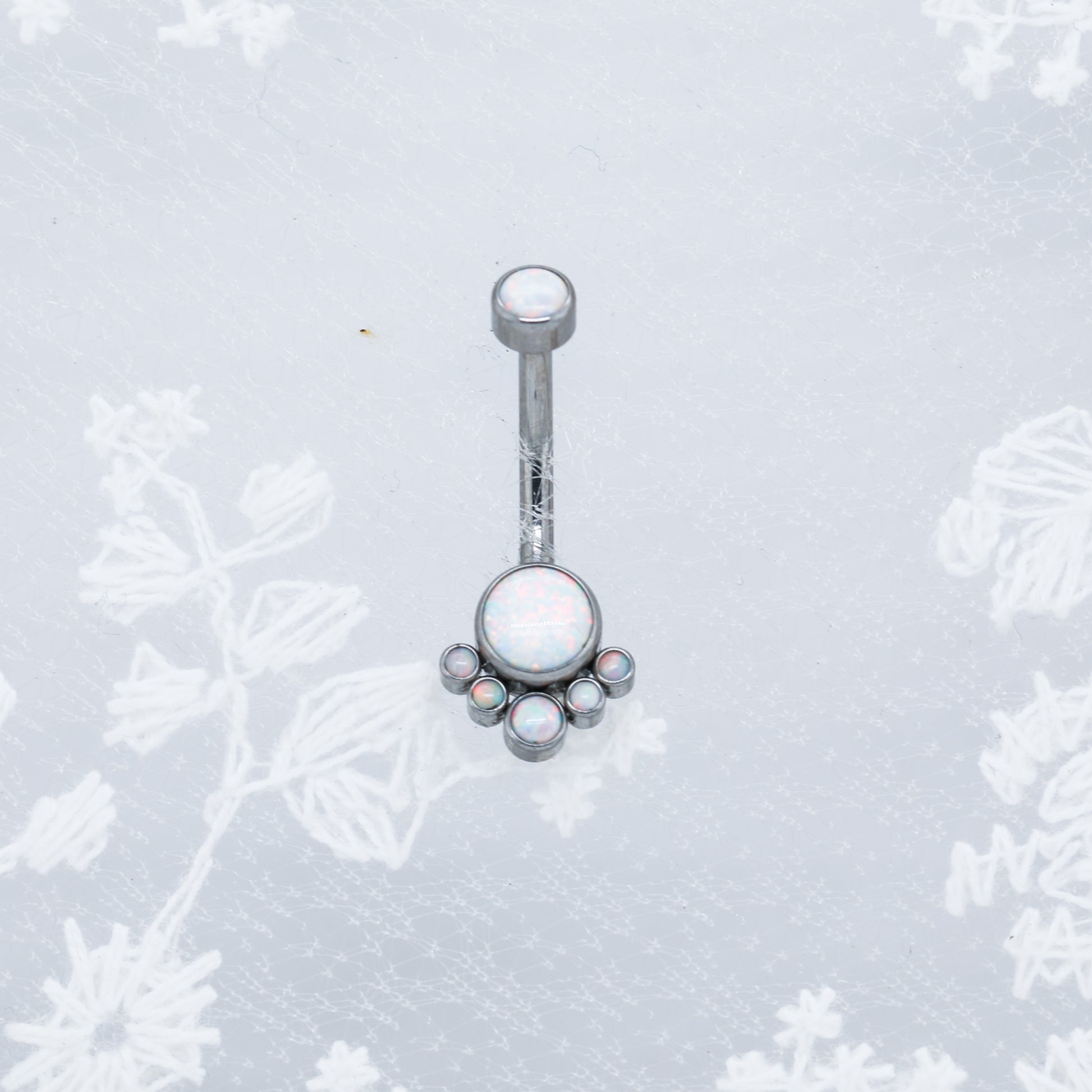 Titanium Intricate Opal Belly Ring